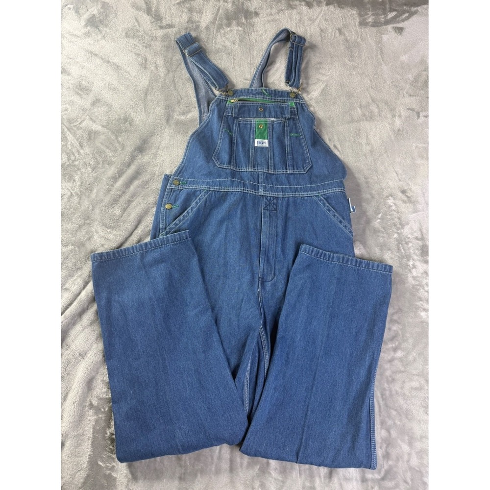 Liberty Bib Overalls Mens 40x30 Blue Triple-needle Contrast Stitching